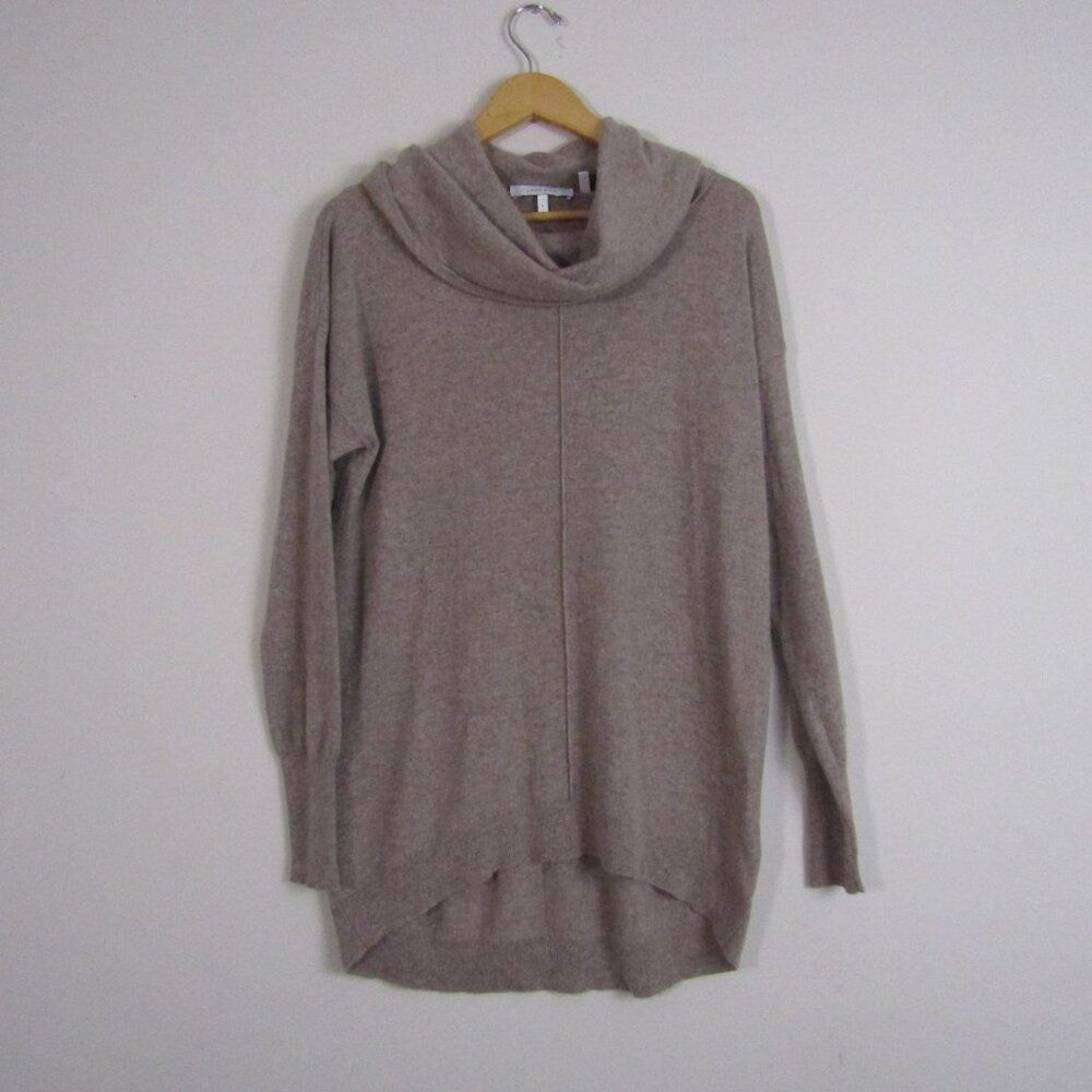 Lark & Ro Cashmere Sweater Large Tan Long Line Cozy Capsule Wardrobe Long Line